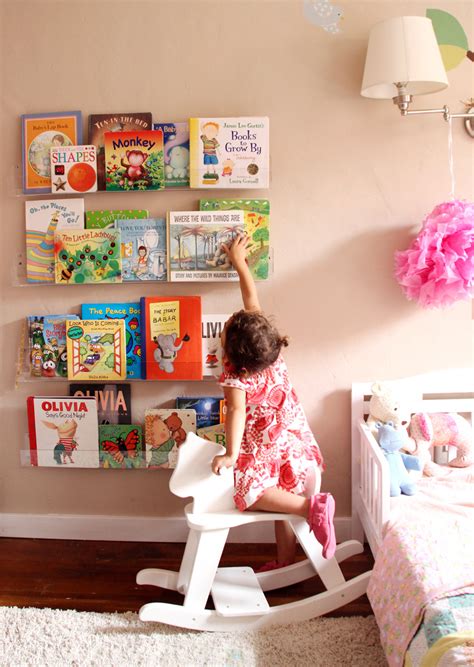 Girls' Room: Acrylic Bookshelves & a Library Wall - Pepper Design Blog