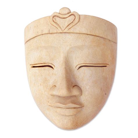 Handcrafted Hibiscus Wood Buddha Mask from Bali - Heavenly Buddha | NOVICA