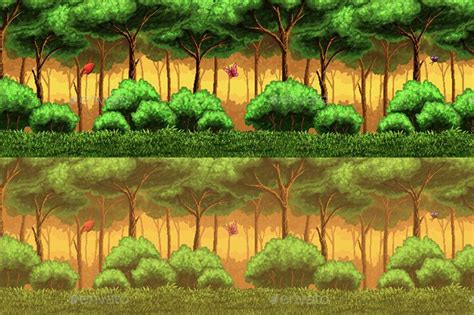 2D Game Forest Backgrounds Pixel Art | Pixel art, Forest background, Art