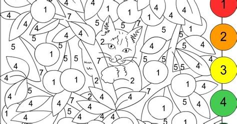 Nicole's Free Coloring Pages: COLOR BY NUMBER * CAT IN CHERRY TREE * Coloring page | Tree ...