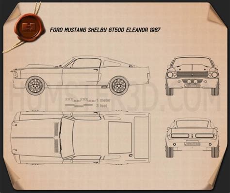 Muscle car blueprint Download - Hum3D