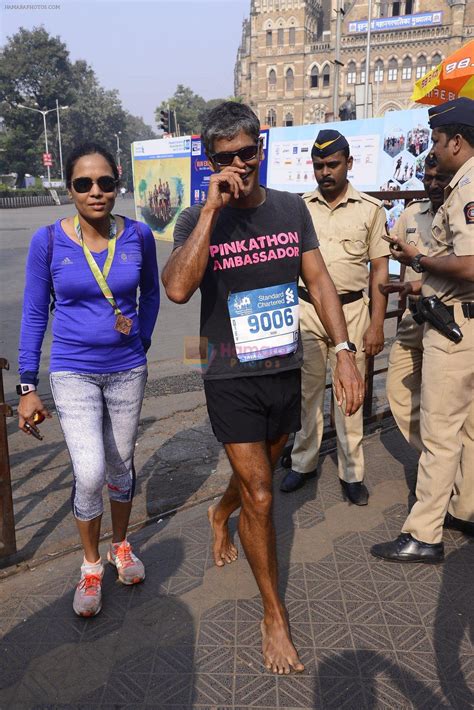 Milind Soman at Mumbai Marathon Event in Mumbai on 15th Jan 2017 ...