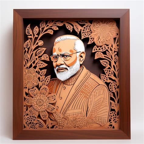 Premium AI Image | Narendra Modi AI Images Narendra Modi Painting Narendra Modi Wooden Artwork ...