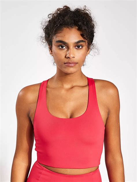 Girlfriend Collective Paloma Longline Sports Bra, Cherry at John Lewis & Partners