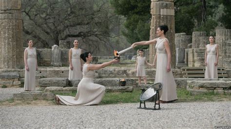 The Olympic flame is traditionally lit at the original site of the ...