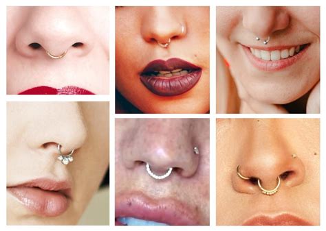 Non Piercing Septum Nose Ring Set Women Septum Fake Nose Piercing Black ...