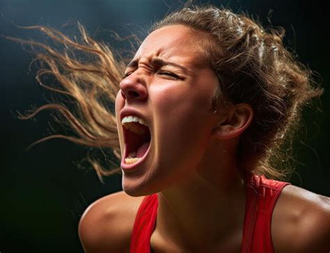 Premium AI Image | a woman screaming with her mouth open