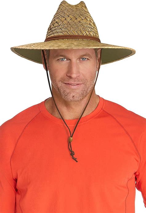 UPF 50+ Men's Straw Beach Hat - Sun Protective - Natural - CP12EGDDU37 ...