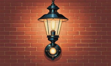 Premium AI Image | antique lamp brightens old brick wall