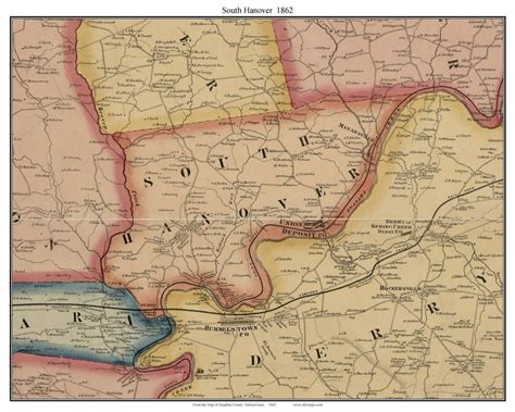 South Hanover 1862 Old Town Map With Homeowner Names Pennsylvania ...