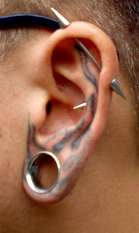 My Left Ear Tattoo n Piercings by KiwiArtyFarty on DeviantArt