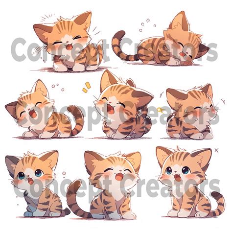 KITTEN EMOJIS 8 Unique PNG Files Twitch Emotes Discord Youtube Cute Cat ...