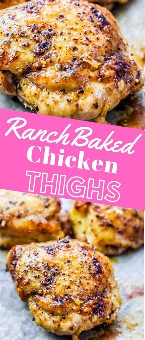 Baked Ranch Chicken Thighs | Chicken thigh recipes crockpot, Chicken ...