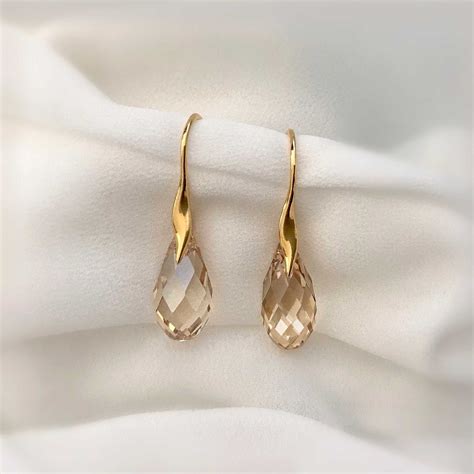 GOLD - Drop earrings with faceted gold Swarovski drop - Elisabetta Sebastio