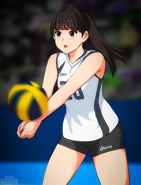 ANIME ART anime girl playing sports. . .sports uniform. . .volleyball ...