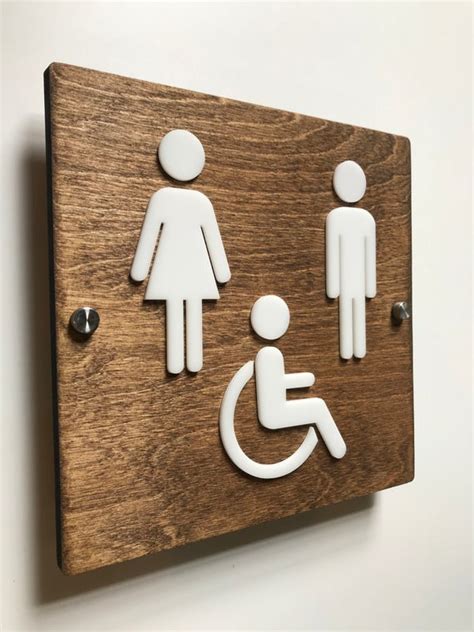 Womens Mens Unisex Office Cafe Restroom Signs | Modern Acrylic Coffee Shop Business Handicap ...