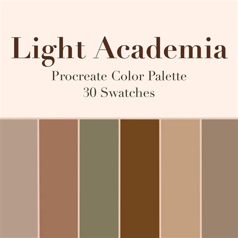 Light Academia Procreate Color Palette 30 Swatches Instant | Etsy ...