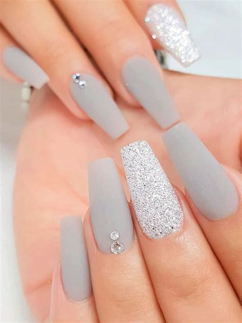 The Best 51 Gray Nail Designs for Any Occasion | Acrylic nails coffin ...