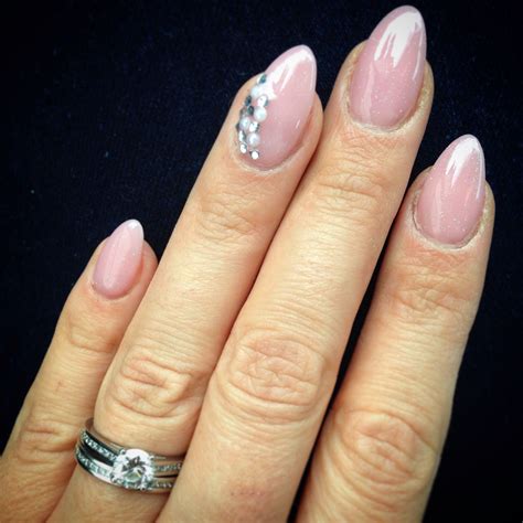 Neutral nails wedding bridal gel glitter Swarovski point pearl crystal pink wedding | Wedding ...