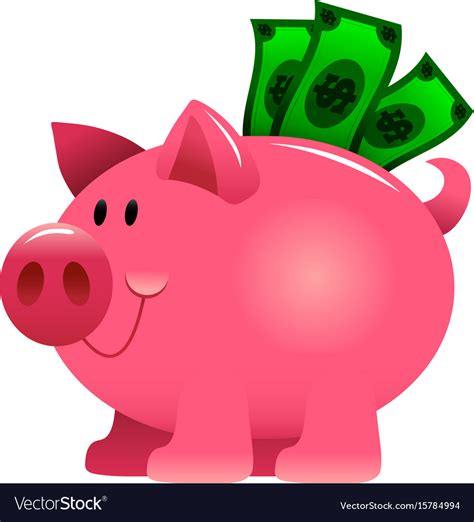 A of cartoon piggy bank stuffed with green Vector Image