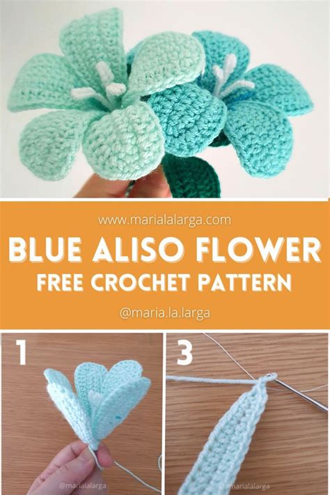 Blue Aliso Flower - Free Simple Crochet Pattern | Patrones de tejido a ...