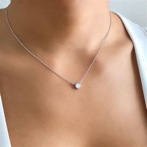 Solitaire Diamond Necklace Diamond Necklace Floating - Etsy