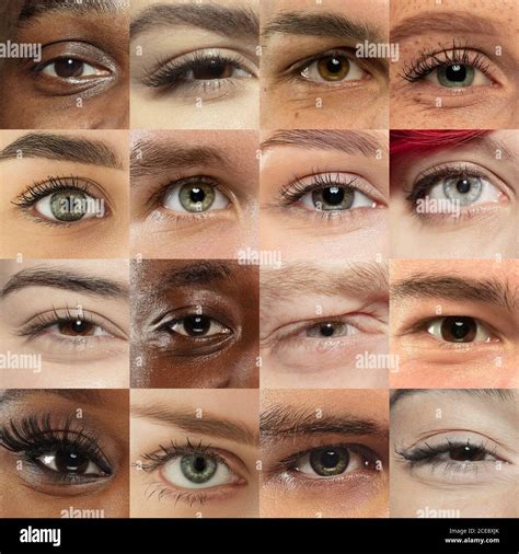 Set, collage of different types of male and female eyes. Concept of beauty, mental health ...