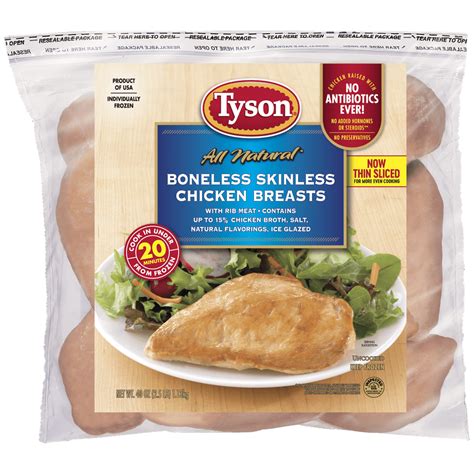 Tyson® Boneless Skinless Chicken Breasts, 2.5 lb. (Frozen) - Walmart.com - Walmart.com