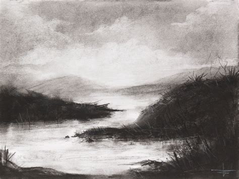 Charcoal Drawing ORIGINAL ART Landscape 6x8 in | Etsy | Charcoal ...