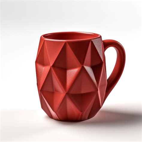 Premium Photo | Polygonal Red Ceramic Coffee Mug With Rhombus Hand 3d Model