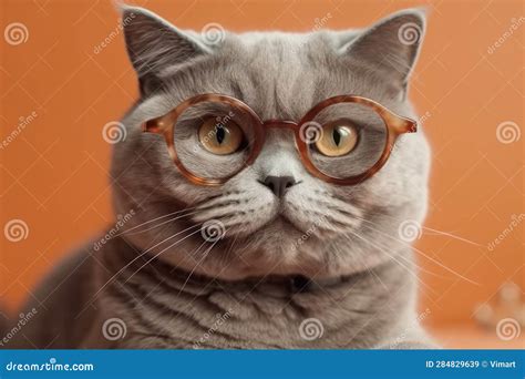 Funny cat in glasses stock illustration. Illustration of nature - 284829639