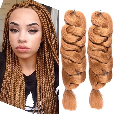 Amazon.com : 2 Pack Jumbo Braiding Hair Blonde Color xpression Braiding Fiber Hair Extensions ...