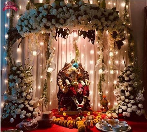 27 Best Trending Ganesh Chaturthi Decoration Ideas for home Flower Decoration For Ganpati, Eco ...