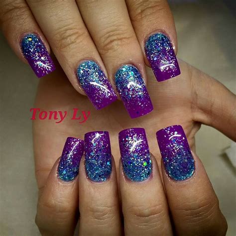 Pin by Valerie Freeman on Nails | Purple glitter nails, Purple nail art, Purple nail designs