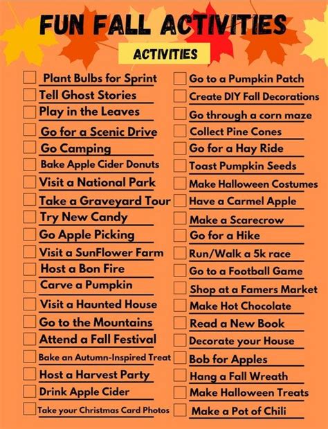 Editable Fall Fun Activities Checklist Movie List Outdoor Indoor Kids ...