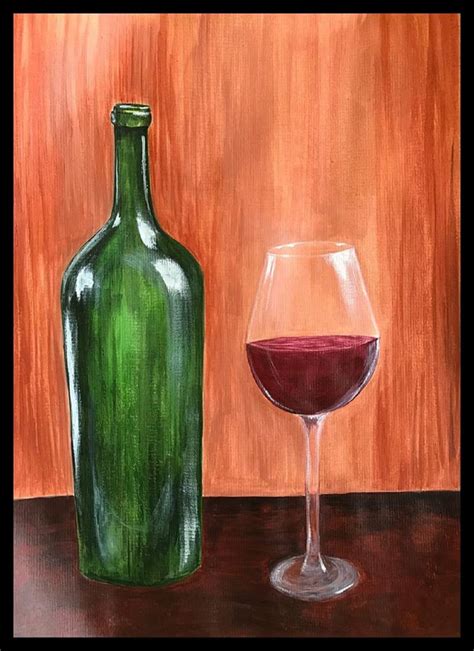 Wine glass and bottle Painting by Krithi kondana | Saatchi Art