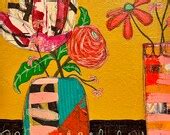 Collage Flowers in Vases Painting Abstract Floral Bouquets - Etsy
