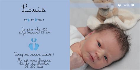 Cartes de naissance - Création sur mesure nombreux modèles au choix