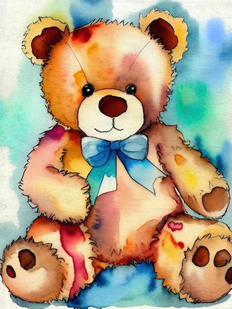 Premium Photo | Watercolor teddy bear painting baby bear nursery illustration