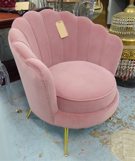 FRENCH ART DECO STYLE SIDE CHAIRS, a pair, pink velvet, shell design, 85cm H. (2)