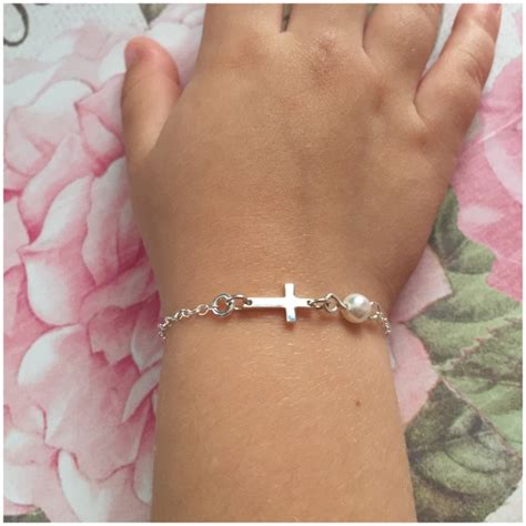 Mother Daughter Bracelet Set Sterling Silver Cross Bracelets - Etsy