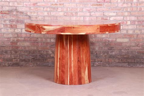 Organic Modern Natural Redwood Round Pedestal Dining Table For Sale at 1stDibs | round redwood table