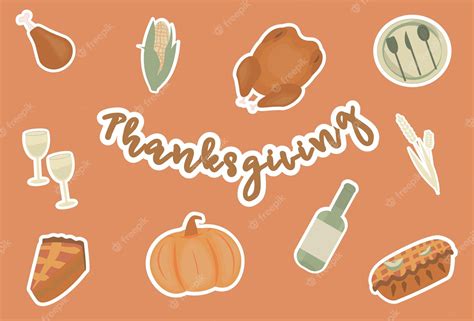 Premium Vector | Thanksgiving day stickers