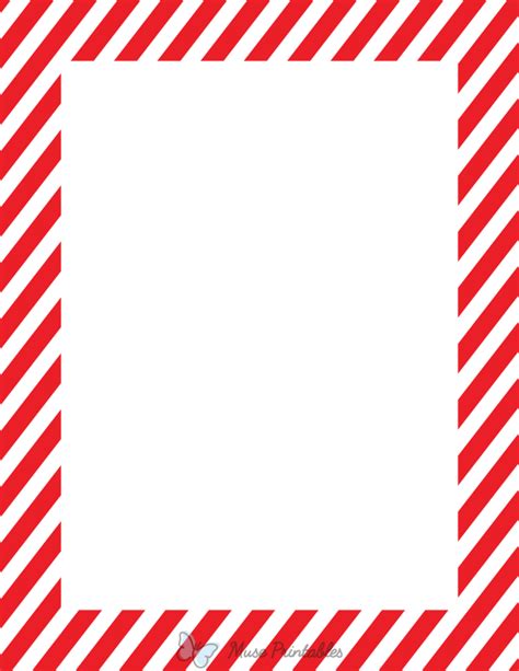 Printable Red And White Diagonal Striped Page Border