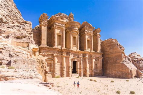 Famous facade of the Ad Deir in the ancient city of Petra, Jordan 2010883 Stock Photo at Vecteezy