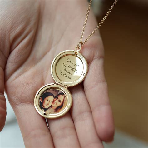 Engraved Round Locket Necklace With Hidden Photo | Etsy