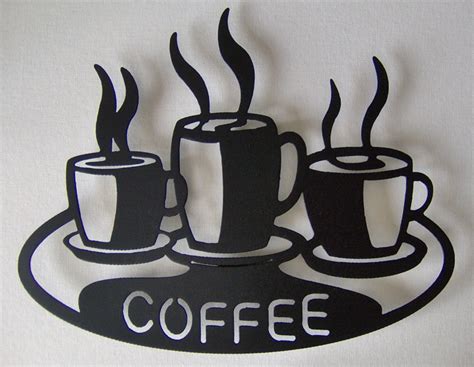 Coffee Cups on Platter Metal Wall art