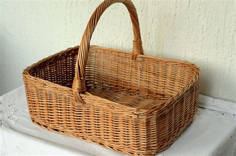 Trays Table Decoration Rectangular Wicker Box With Handle Woven Low Centerpiece Display Basket ...