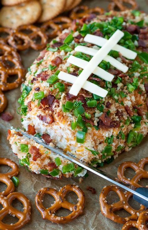 Jalapeño Popper Football Cheese Ball - Peas And Crayons