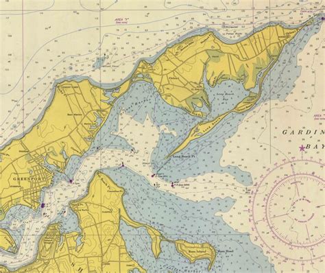 Shelter Island Sound & Peconic Bays NY 1952 Nautical Map